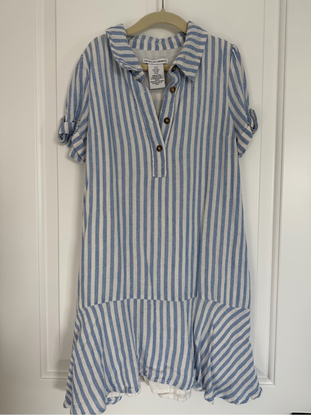 Cupcakes & Cashmere Blue & White Striped Cotton Dress - Polo (size 8)